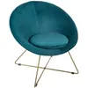 Image de Atmosphera - Fauteuil Evan En Velours Bleu Canard Avec Pieds En Or - Créateur D'Intérieur