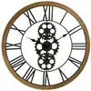 Image de Atmosphera   Pendule Murale Ronde En Bois Et Métal D 70 Cm   Mécanisme Apparent   Chiffres Romains Vintage   Installation Murale