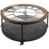 Image de Atmosphera   Table Basse Fixe Ronde 89,5cm   Structure En Fer   Plateau En Mdf Et Verre Trempé   2 Tiroirs De Rangement   Style Contemporain