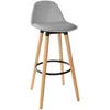Image de Atmosphera   Tabouret De Bar Maxon Simili Gris   Assise Rembourrée En Polypropylène   Structure En Bois D'Hêtre Et Fer   Hauteur D'Assise 71,5 Cm