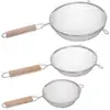 Image de Lot De 3 Passoires En Inox Avec Poignée En Bois - L 19,5 X L 35,5 X H 8 Cm - Livraison Gratuite