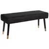 Image de Atmosphera   Banc Banquette En Velours Noir 100 X 35 X 45 Cm   Pieds En Bois D'Hévéa   Confort Optimal Pour Salon Ou Entrée