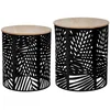 Image de Atmosphera Créateur d'intérieur Table en osier Kumi Métal Plateau MDF gris marron 30,5 cm x 38 cm