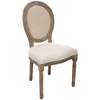 Image de Atmosphera   Chaise De Table En Coton Beige Lin   Dossier Cannage   Structure En Bois De Bouleau   Hauteur D'Assise 50 Cm   Dimensions 55,5 X 49,5 X 95,5 Cm