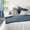 Image de Atmosphera   Edredon En Velours Bleu 80 X 180 Cm   100% Polyester   Lavable En Machine À 30°c   Couvre-lit Décoratif Pour Lit Adulte