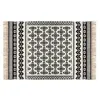 Image de Atmosphera   Tapis Shaggy En Coton Noir Et Écru 120 X 170 Cm   Résistant À L'Humidité   Finition Franges   Motifs Ethniques Pour Décoration Intérieure