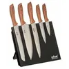 Image de Secret De Gourmet - Coffret De 5 Couteaux De Cuisine Magnétiques Avec Support, Ensemble De 6 Pièces, Design Élégant En Mdf, Acier Et Plastique Noir  