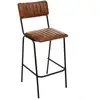 Image de Atmosphera - Chaise De Bar Dario Cuir Marron Cognac Créateur D'Intérieur