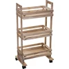 Image de Chariot de cuisine avec 3 étagères, en bois, 82 cm