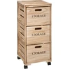 Image de 5five Simply Smart Armoire à roulettes 3 tiroirs Cagette, bois de paulownia, Beige, 82.2 cm, 160459
