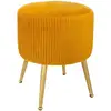 Image de Atmosphera - Tabouret Velours Plisse Solaro Moutarde