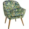 Image de Atmosphera   Fauteuil Relax En Velours Vert Motif Jungle   Structure Contreplaqué   Rembourrage Mousse Pu   Dimensions L. 70,5 X P. 65 X H. 83 Cm