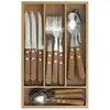 Image de Ménagère En Inox 24 Pièces Avec Range-couverts En Bois   Dimensions : L 19,5 Cm X L 2,5 Cm   Pour Table Familiale Et Réception   Secret De Gourmet