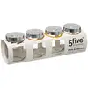 Image de 5five Simply Smart   Lot De 4 Bocaux À Épices En Verre Transparent   Dimensions 8.4x6.5x33.1 Cm   Design Élégant Pour Rangement Cuisine