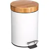 Image de 5five Simply Smart Poubelle Natureo, poubelle à cosmétiques, métal, bambou, plastique, blanc, 3 litres, 140801