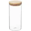 Image de 5five Simply Smart Bocal Hermet, Bocal à provisions, Verre, Bois d'hévéa, Transparent, 1.3 L, 135028