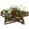 Image de Bougeoir Étoile En Bois Décoré Pour Centre De Table Avec Photophore En Verre - Décoration De Noël Féérique