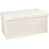 Image de Atmosphera   Pouf Pliable En Velours Beige Lysandre   Dimensions L 76 X P 38 X H 38 Cm   Rangement Pratique Pour Petits Espaces