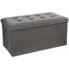 Image de Atmosphera - Pouf Pliant Double Lysandre Effet Velours Gris Ardoise Créateur D'Intérieur