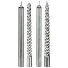 Image de Fééric Lights And Christmas - Lot De 4 Bougies Bâtons Pailleté Et Twisté Argent H 25 Cm - Feeric Christmas