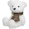 Image de Fééric Lights And Christmas - Déco De Noël Ours Blanc Assis Avec Écharpe Fourrure Marron H 19 Cm - Feeric Christmas