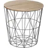 Image de Atmosphera Créateur d'intérieur Table en osier Kumi Métal Plateau MDF noir marron 41 cm x 40 cm