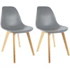 Image de The Home Deco Factory - Chaise Scandinave En Hëtre Et Polypropylène (lot De 2) Gris