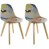 Image de The Home Deco Factory - Lot De 2 Chaises Repas 47x54x81 Cm En Tissu Multicolore Et Pieds Naturel