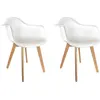 Image de Lot de 2 Chaises Fauteuils - HOME DECO FACTORY - Bi-Matière - Scandinave - Blanches