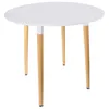 Image de The Home Deco Factory - Table À Manger Ronde 76x75,5 Cm En Hêtre Naturel Et Blanc