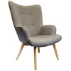 Image de The Home Deco Factory   Fauteuil Relax En Tissu Gris   Largeur 80cm   Pieds En Bois Brut   Confort Optimal Pour Intérieur Moderne