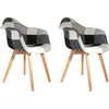 Image de The Home Deco Factory   Lot De 2 Fauteuils Relax Patchwork Scandinaves   Assise Confortable   Design Moderne   Pour Intérieur Contemporain