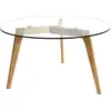 Image de Table Basse - HOME DECO FACTORY - Ronde - En Verre et Bois - Marron et Transparent