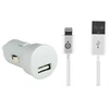 Image de Kit Chargeur Voiture USB A 2.4A + Câble USB A / Lightning 1m Blanc Bigben - Neuf
