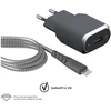 Image de Chargeur maison 2.4A IC Smart + Câble renforcé USB A/Lightning Garanti à vie Gris Force Power - Neuf