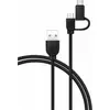 Image de BIGBEN CONNECTED CBL2EN1ACMICB - Cable 2 en 1 USBA - USBC/microUSB 1.2m Noir