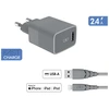 Image de Kit Chargeur USB A 2.4A + Câble Ultra-Renforcé USB A / Lightning 1.2m Gris + Garantie à vie Force Power - Neuf