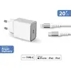 Image de FORCE POWER LITE FPLICS20WCBLCMFIRW - CS 1 USB C PD 20W + CABLE C/MFI 1,2 Recyclé Blanc