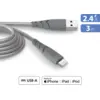 Image de Câble Ultra-Renforcé USB A / Lightning 2.4A 3m FastCharge 12W Gris + Garantie à vie Force Power - Neuf