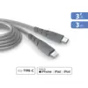 Image de Câble Ultra-Renforcé USB C / Lightning 3A 3m PD 60W Gris + Garantie à vie Force Power - Neuf