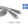 Image de Câble Ultra-Renforcé USB C / USB C 3A 3m PD 60W Gris + Garantie à vie Force Power - Neuf