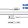 Image de Câble Renforcé USB A / USB C 3A 3m PD 60W Blanc + Garantie à vie Force Power Lite - Neuf