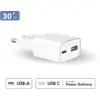 Image de Chargeur USB A + USB C Compact 30W Power Delivery GaN Blanc + Garantie à vie Force Power Lite - Neuf