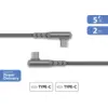 Image de Câble Ultra-Renforcé Coudé 90° USB C / USB C 3A 2m PD 60W Gris + Garantie à vie Force Power - Neuf