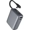 Image de Powerbank 10000mAh 2 ports USB A+C 30W PD/QC Câble intégré Gris Sidéral + Garantie à vie Force Power - Neuf