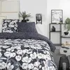 Image de Mawira ensemble linge de lit - 2 personnes - 260 x 240 cm - 100 % coton - bleu marine motif floral - AUJOURD'HUI