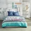 Image de Parure de lit - TODAY - JAVA - Lit double - 240 x 220 cm - Coton - Motif Los Angeles - Bleu