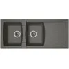 Image de STRADOUR Evier de cuisine encastré 2 poubelles + 1 égouttoir Arena - Résine - 116 x 50 cm - Gris béton