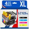 Image de 123CONSOMMABLES - LC123 - Pack 4 Cartouches Compatibles avec Brother LC123XL pour Imprimante DCP-J13 - Neuf