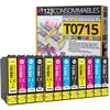 Image de 123CONSOMMABLES - T0715-12 Cartouches E711-E712-E713-E714 Compatible pour Epson T0715 - Compatible a - Neuf